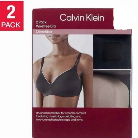 NIOB Calvin Klein Ladies' Wirefree Bra 2-pack - Picture 1 of 2